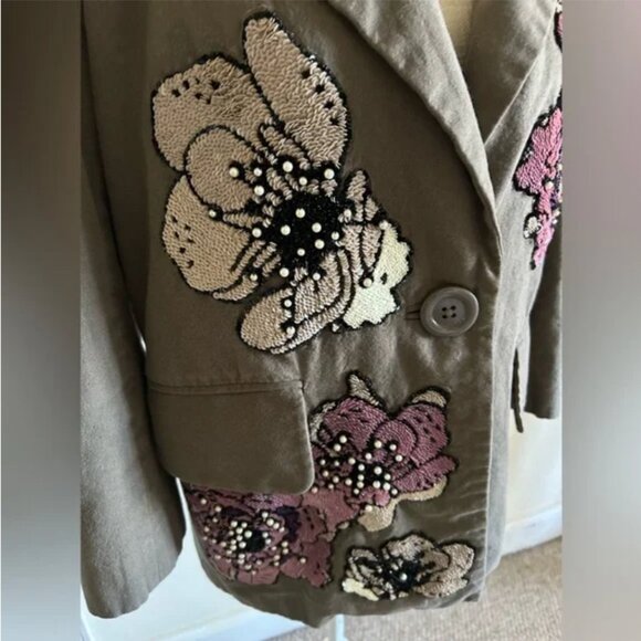 Anthropologie Dhruv Kapoor Floral Embellished Blazer Jacket size S - Picture 4 of 11
